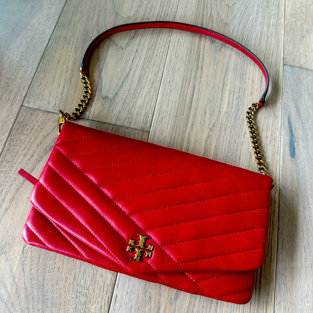 Apple Red The Tory Burch Kira Chevron Clutch